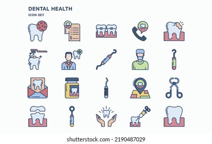 Dental health and dentistry icon set