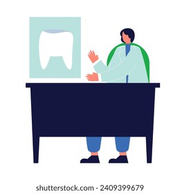 dental health of doctor and patient character flat illustrations
