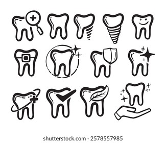 dental health drawn art illustration set inspiration