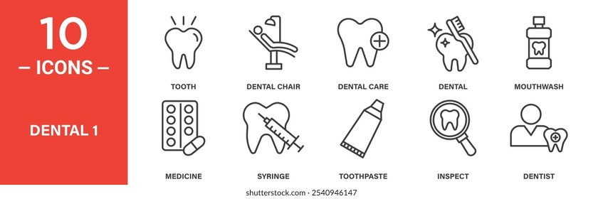 Iconos de salud e higiene dental