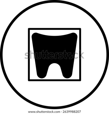 Dental Health Icon Depicting Tooth within Square Frame and Circle Outline