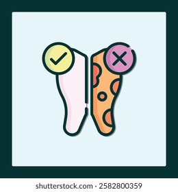 Dental Health Icon: Healthy vs. Unhealthy Tooth