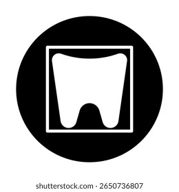 Dental health icon a simple representation of a tooth inside a square within a circle graphic