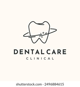 Diseño minimalista de la ilustración del Vector del logotipo de la línea de la salud dental, diseño limpio dental del logotipo del servicio