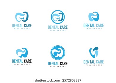 Dental health logo design caring for teeth illustrator template