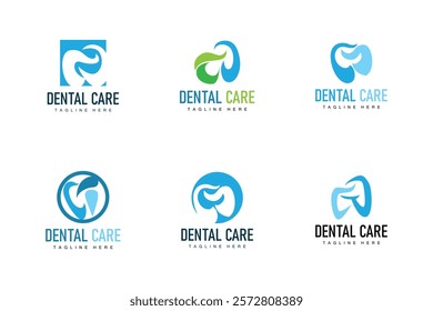 Dental health logo design caring for teeth illustrator template