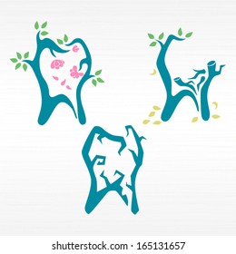 Dental health and tooth life stage concept / Solid fill set in EPS 8 format