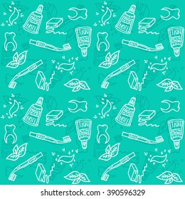 Dental health vector pattern. Tooth care elements background.