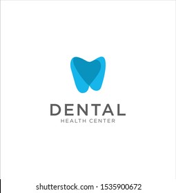 Dental healthy care tooth logo . Dental Care Medical logo design on white . Creative dental care clean blue teeth logo