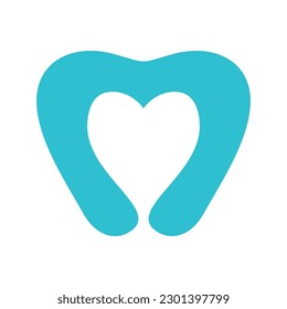 dental heart logo icon template 2b