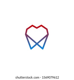 Dental heart logotype, icon, vector illustration