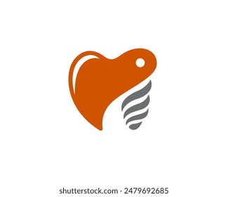 corazón dental implante de amor logo icono símbolo diseño ilustración de Plantilla inspiración