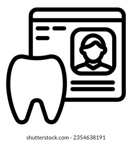 Dental history line icon. Medical paper vector illustration isolated on white. Stomatology document outline style design, designed for web and app. Eps 10