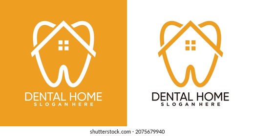 dental home logo design with line art style