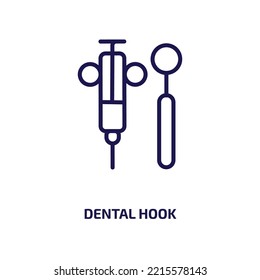 dental hook icon from dentist collection. Thin linear dental hook, medical, professional outline icon isolated on white background. Line vector dental hook sign, symbol for web and mobile