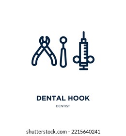 dental hook icon from dentist collection. Thin linear dental hook, medical, dentistry outline icon isolated on white background. Line vector dental hook sign, symbol for web and mobile