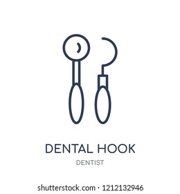 Dental Hook icon. Dental Hook linear symbol design from Dentist collection. Simple outline element vector illustration on white background.