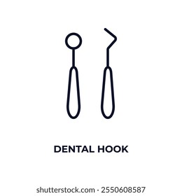 dental hook outline icon. Linear vector from dentist concept. Thin line dental hook icon isolated on white background