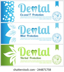 Dental horizontal banners. Set of toothpaste pack labels