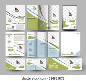 Dental Hospital Business Stationery Set Template.