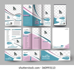 Dental Hospital Business Stationery Set Template.