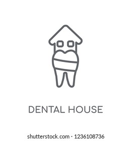Dental House linear icon. Modern outline Dental House logo concept on white background from Dentist collection. Suitable for use on web apps, mobile apps and print media.