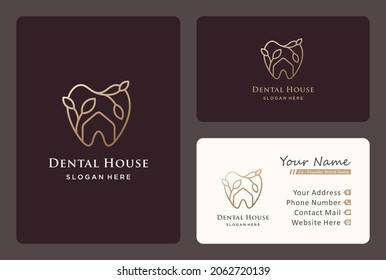dental house logo design line art style.