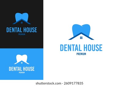 Dental house logo design template vector illustration