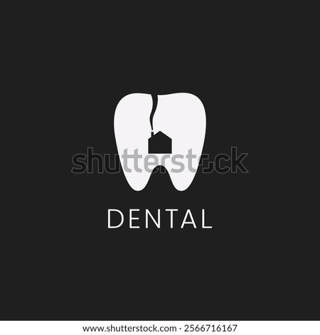 Dental house minimal logo design concept. Tooth and house with chimney and smoke symbol logo combination. Vector illustration template