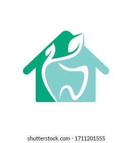 Diseño del logo vectorial de la casa dental. Diseño del logotipo del icono dental y de la casa.	