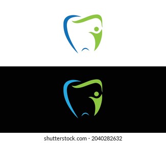Dental With Human Logo Design Concept Vector Template.
