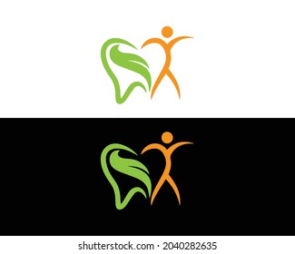 Dental With Human Logo Design Concept Vector Template.