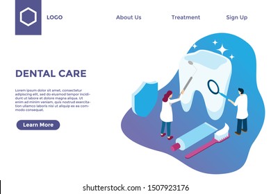 dental hygiene care, medical check-ups for tooth, dental clinic concept in isometric design style