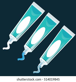 Dental hygiene concept with toothpaste color blue  protect your teeth vector illustration.