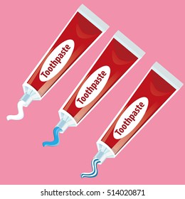 Dental hygiene concept with toothpaste color red  protect your teeth vector illustration.