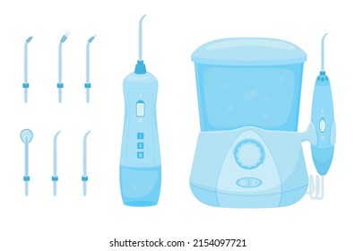 Dental hygiene flat set with isolated icons images of manual tools for dentistry in blank background vector illustration