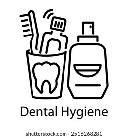 Dental hygiene icon in linear style