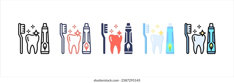 Dental Hygiene Multi Style Icon Set