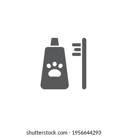  Dental hygiene for pets icon isolated on white background. Toothbrush and toothpaste. Teeth cleaning. Vector