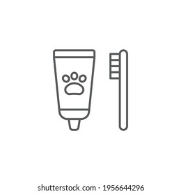  Dental hygiene for pets icon isolated on white background. Toothbrush and toothpaste. Teeth cleaning. Vector