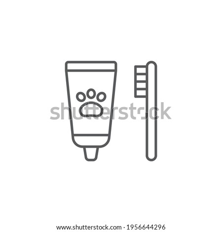  Dental hygiene for pets icon isolated on white background. Toothbrush and toothpaste. Teeth cleaning. Vector