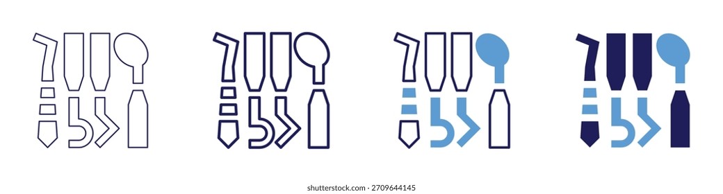 Icono de consejos de higiene dental en 4 estilos diferentes. Línea delgada, línea, línea en negrita, duotono. Estilo duotono. Trazo editable.