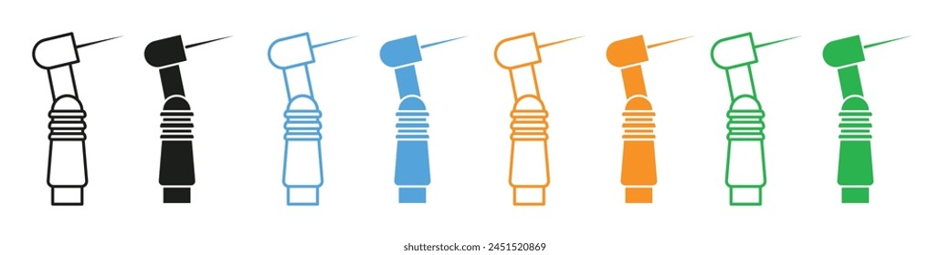 Dental Hygiene Tools Icon Featuring Nozzles Drills and Tweezers