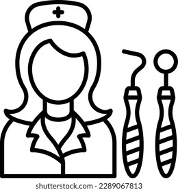 Dental hygienists assistant concept, Registered nurse technicians vector icon design, Dentistry symbol,Health Care sign, Dental instrument stock illustration 