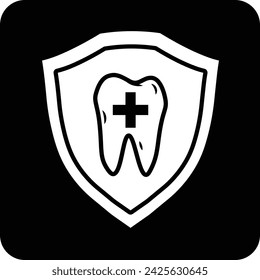 Icono dental ilustración vectorial plana en blanco y negro
