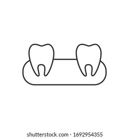 Dental icon. Linear spacing tooth icon. Vector illustration.