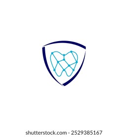Dental icon logo with shield combination in flat design