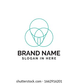 Icono dental con tres círculos conectados logotipo vectorial ilustración icono