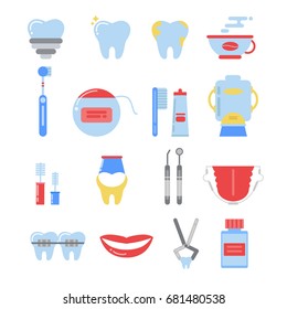 Dental icon set. Anatomy vector pictures isolate