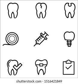 Dental icon set with black and white style.